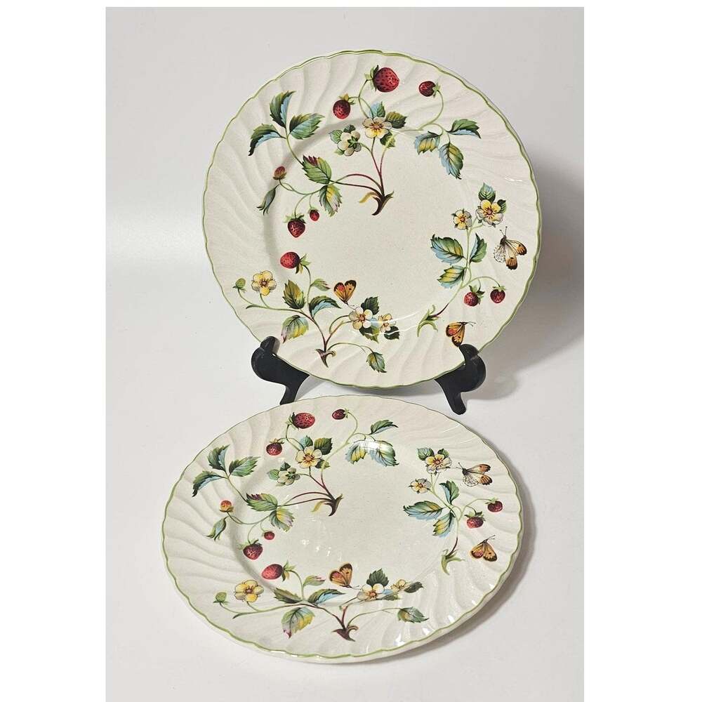 Vintage James Kent Old Foley Strawberry Plates Set – 8” English Salad Plates